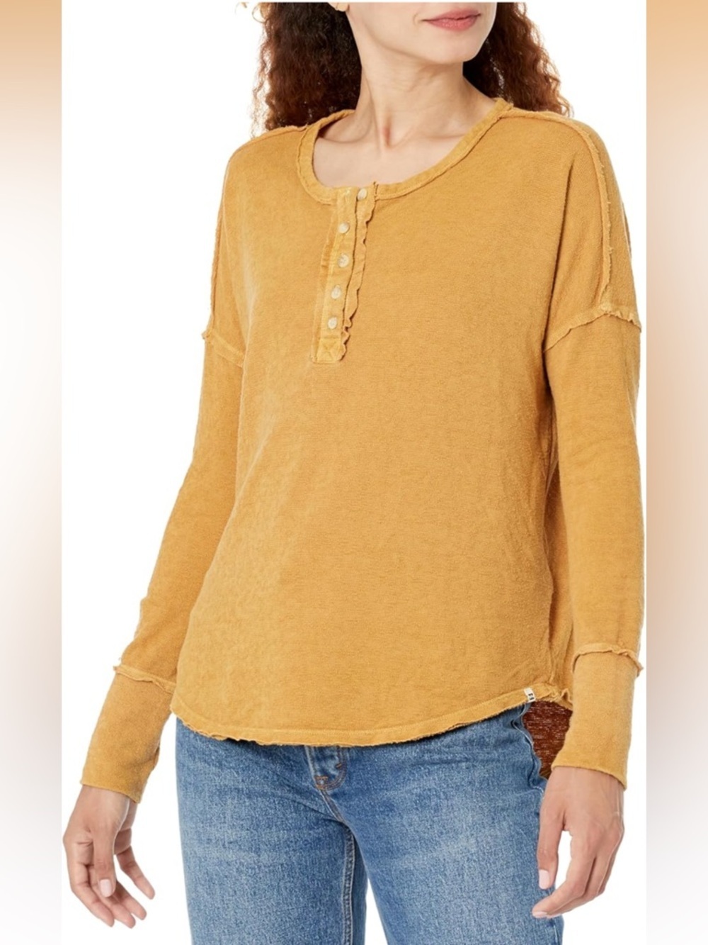 Billabong Women's Anyday Long Sleeve Knit Henley Size Small Toffee color Fall